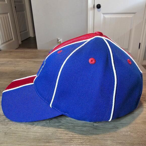 Vintage Kansas University Jayhawks Strapback Hat Cap 90s KU Blue Striped Retro - Picture 3 of 8